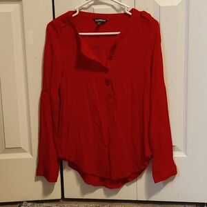 E22-Express size s/p womens red button down